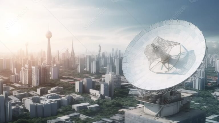 antena parabolica en un paisaje urbano