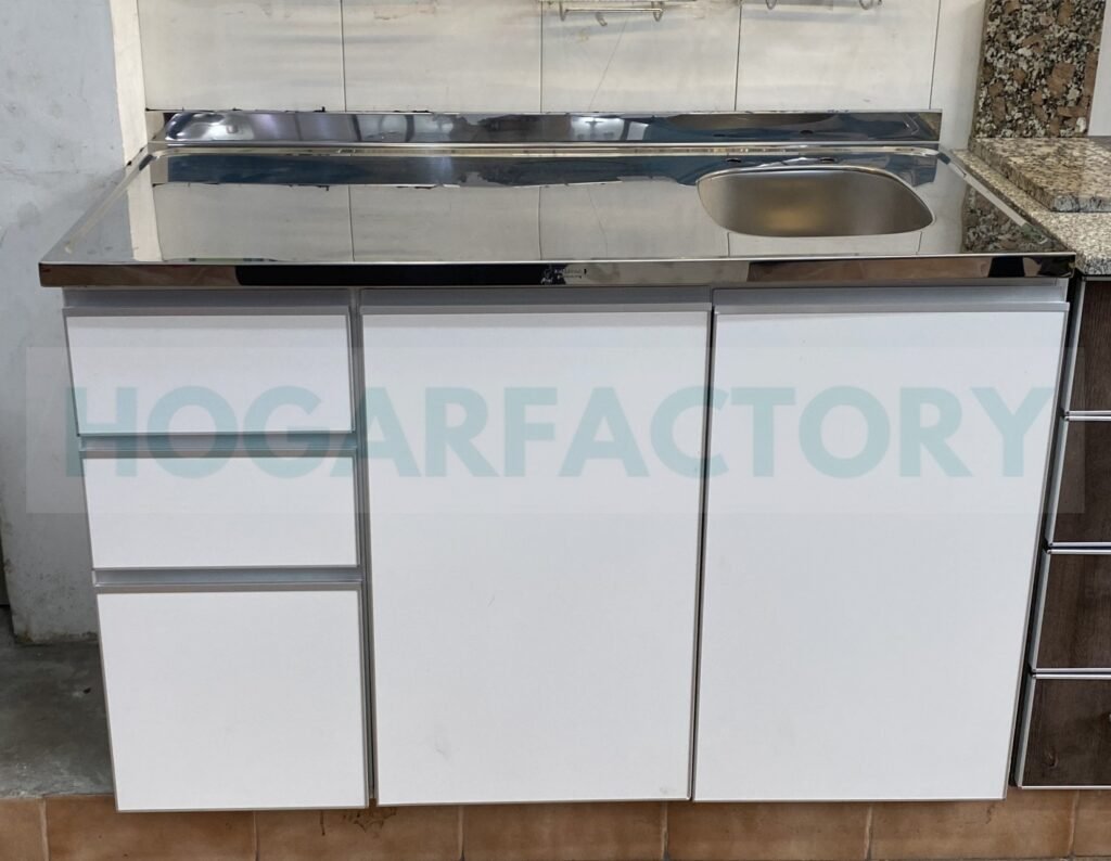 bajo mesada con bacha de acero inoxidable