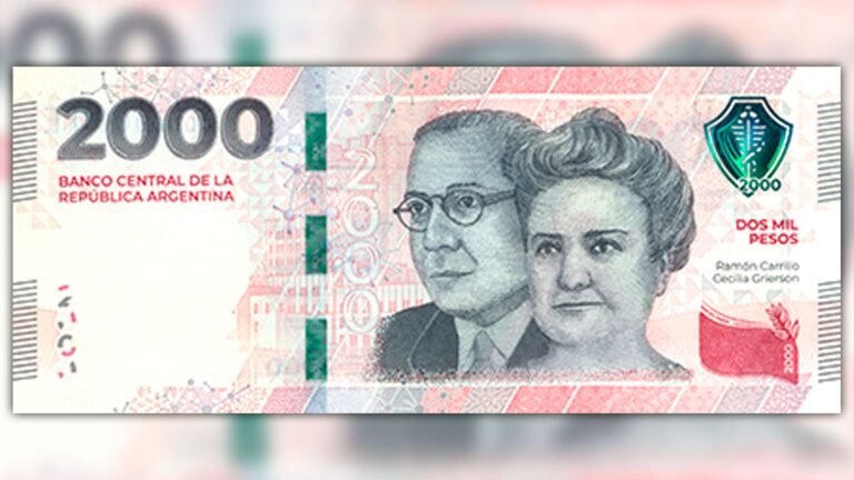 billete de dos mil pesos en detalle