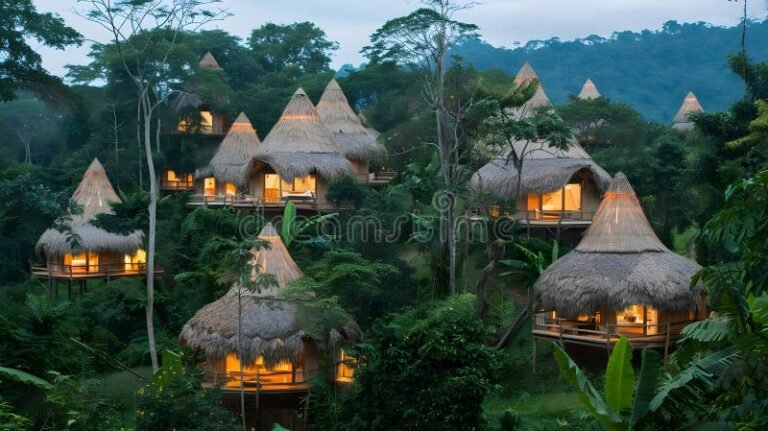 cabanas en un paisaje natural sereno 1