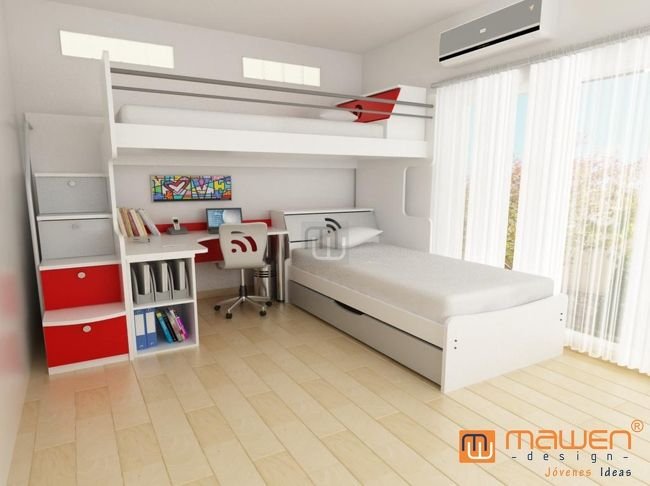 Dónde comprar una cama cucheta en L con escritorio para mi habitación