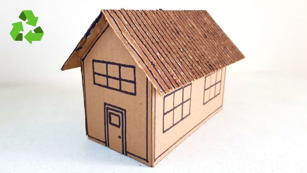 casita de ninos hecha con carton reciclado