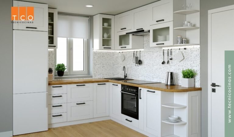 cocina moderna en espacio pequeno integrado