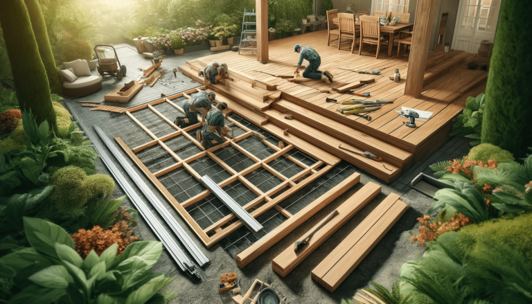 deck de pvc en patio exterior soleado