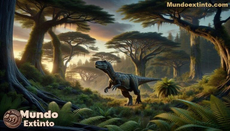 dinosaurio gigante en un paisaje prehistorico