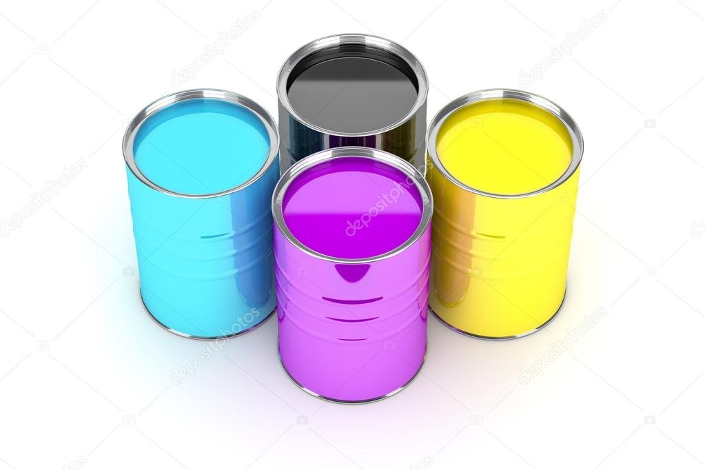 diversas latas de pintura latex coloridas