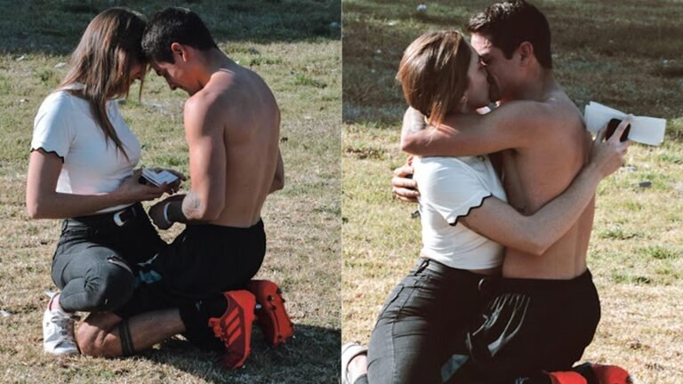 escena de amor entre pareja y futbol