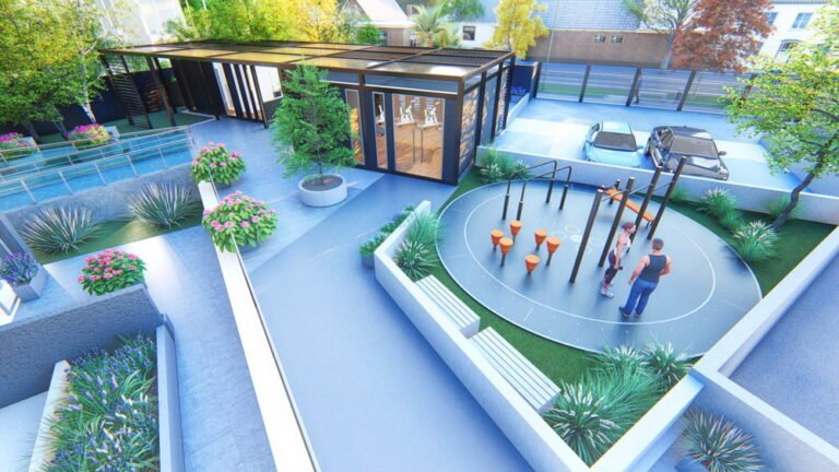 Dónde se encuentra la residencia para adultos mayores Parque y Sol 27 jardines y areas comunes de una residencia