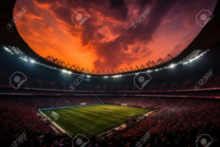 jugadores de futbol en un estadio vibrante