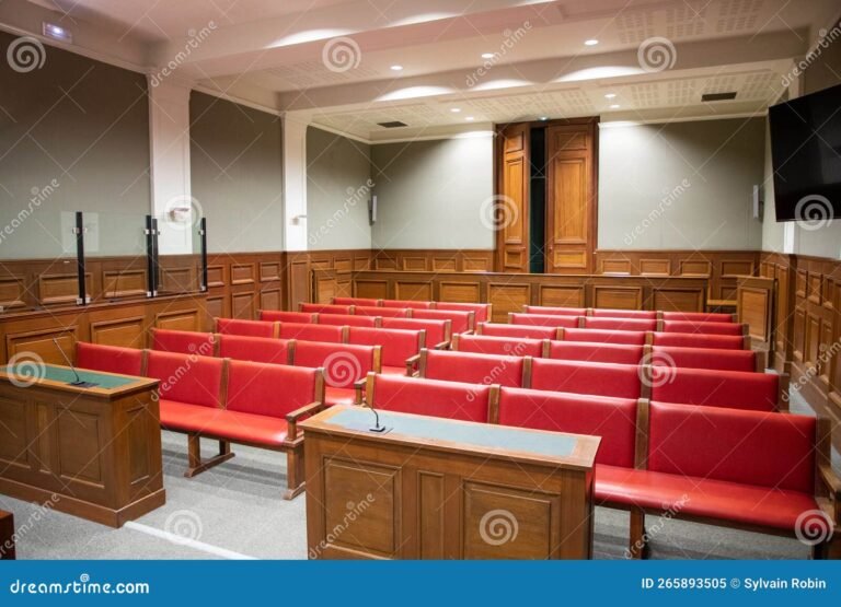 juicio en sala de tribunal vacio