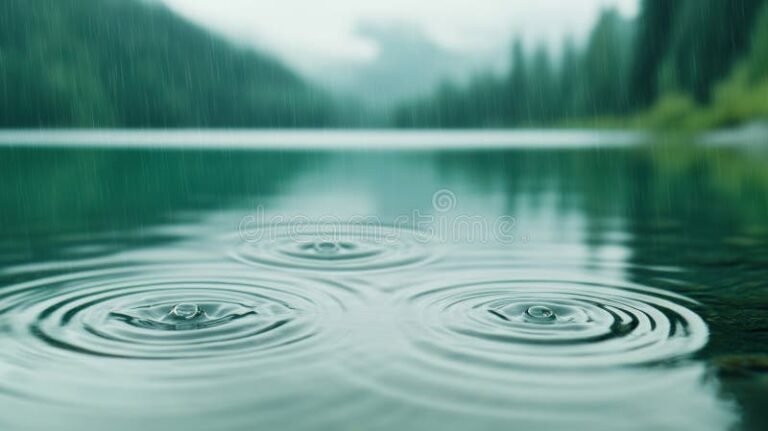 lluvia suave sobre un paisaje sereno