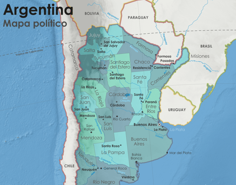 mapa de argentina con ciudades marcadas