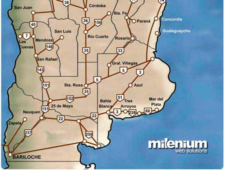 mapa de argentina con rutas destacadas 3