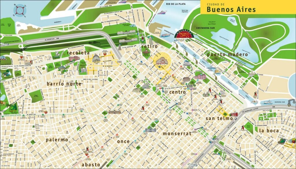 Dónde encontrar el mapa del City Tour Bus en Buenos Aires 1 mapa turistico de buenos aires con autobuses
