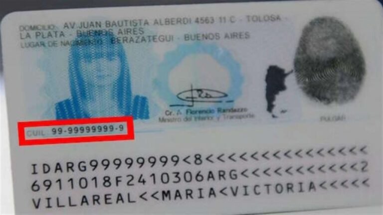 numero de cuit en una tarjeta de identificacion
