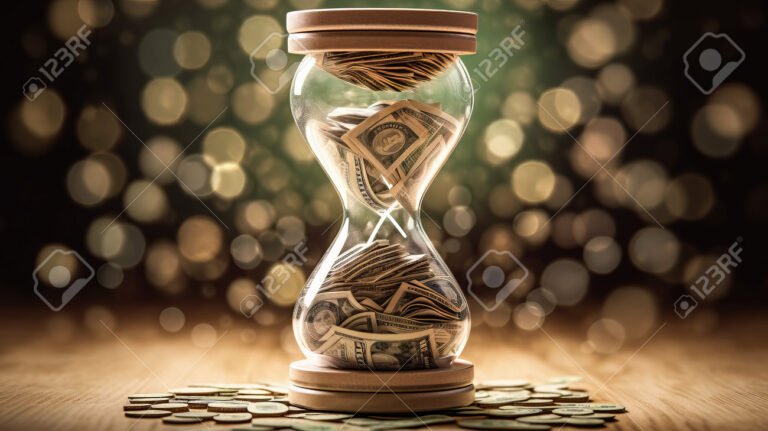 reloj de arena sobre mesa financiera