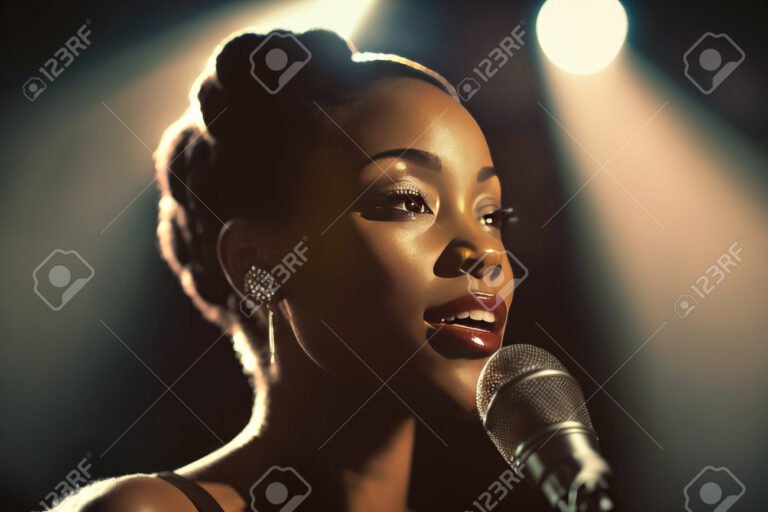 retrato de una cantante en el escenario