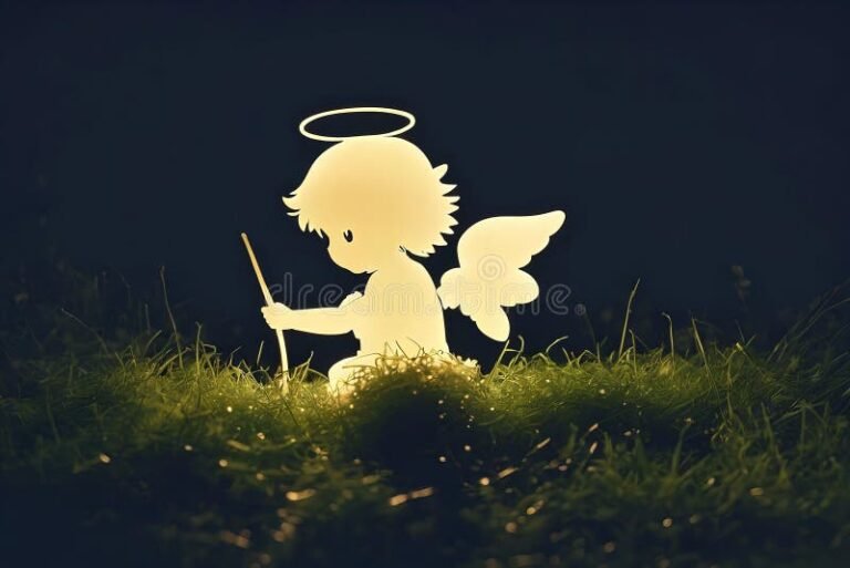 silueta de un angel sobre un paisaje sereno