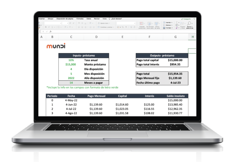 simulador de prestamos en una computadora