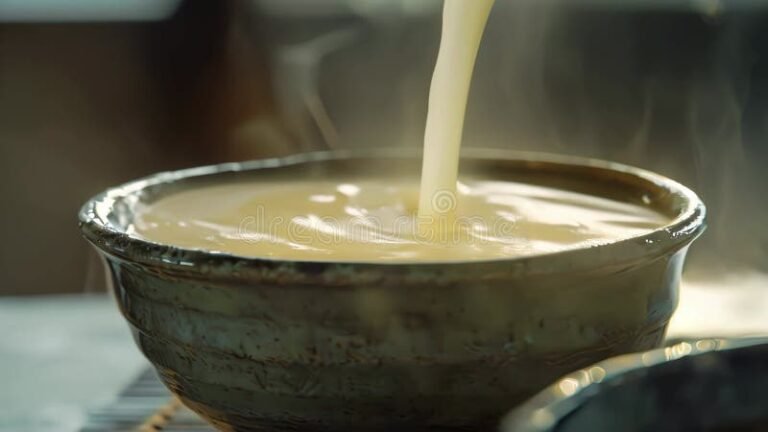 sopa humeante en un tazon rustico