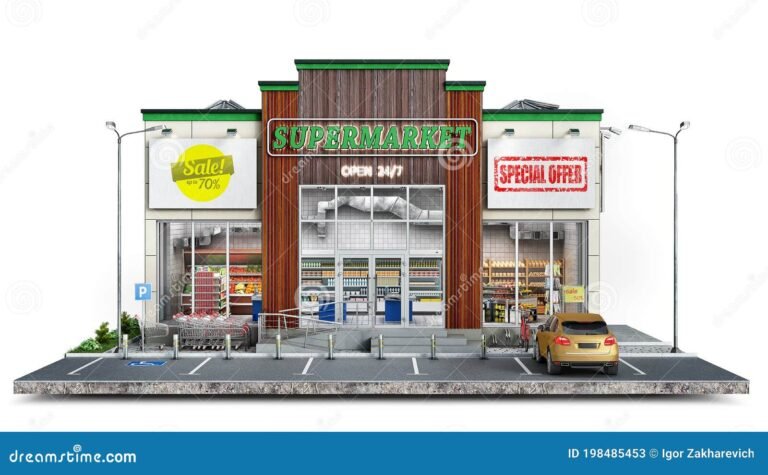 supermercado moderno en calle urbana