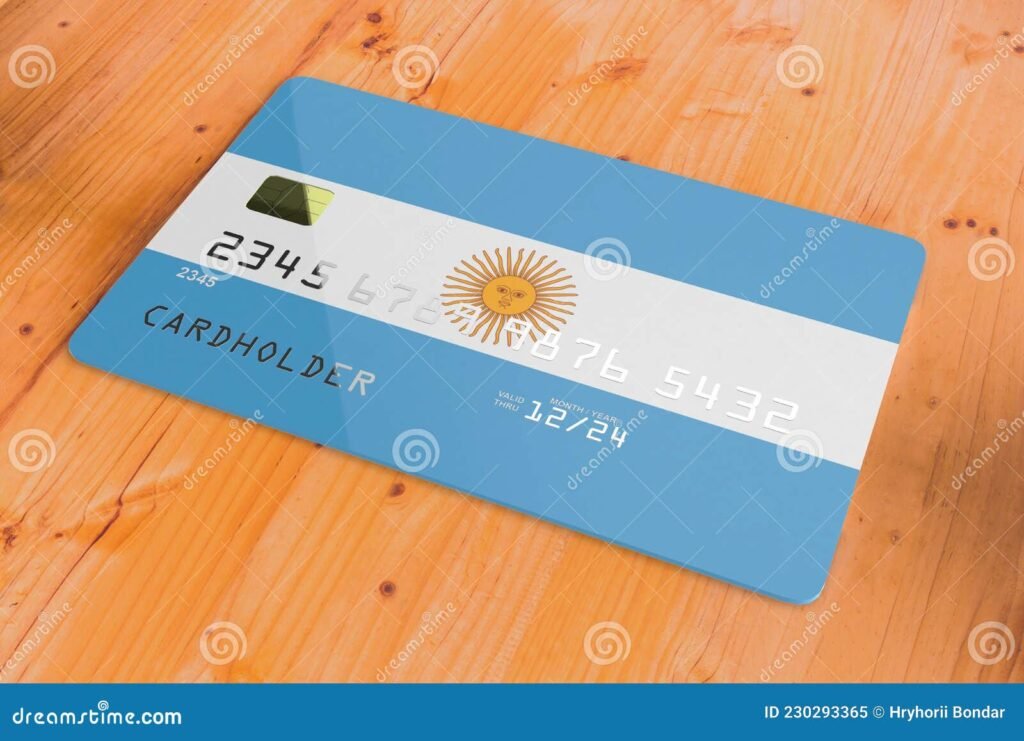 tarjeta de credito sobre fondo argentino