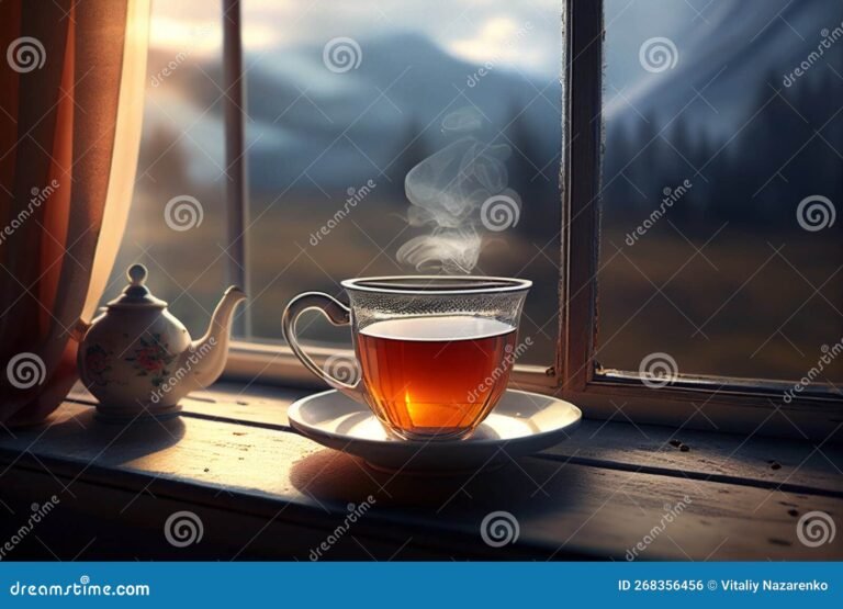 taza de te junto a una ventana